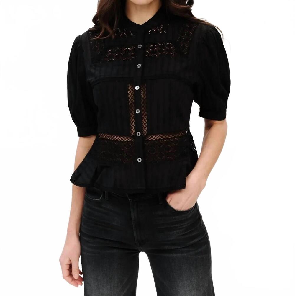 NEW SIX/FIFTY paola eyelet top in black